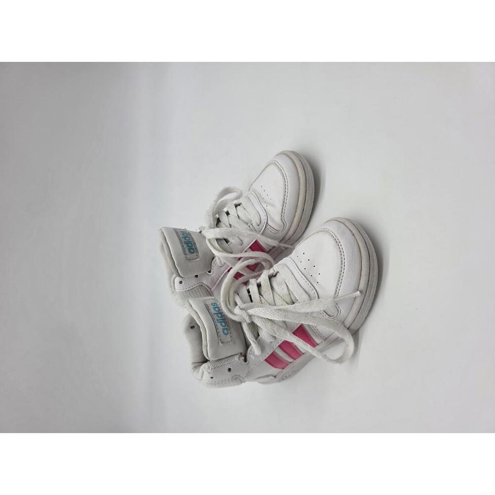 Adidas - GUC - Girls Size 12 - High-Top Sneakers with Pink Stripes